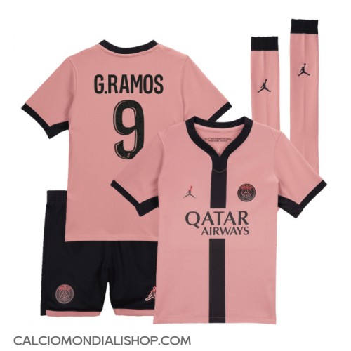 Maglie da calcio Paris Saint-Germain Goncalo Ramos #9 Terza Maglia Bambino 2024-25 Manica Corta (+ Pantaloni corti)